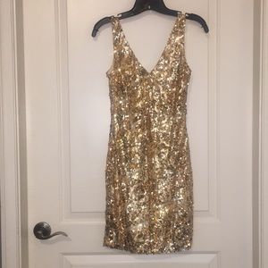 Gold sequin party dress